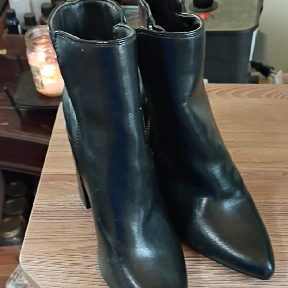 Black Pleather Ankle Boots
